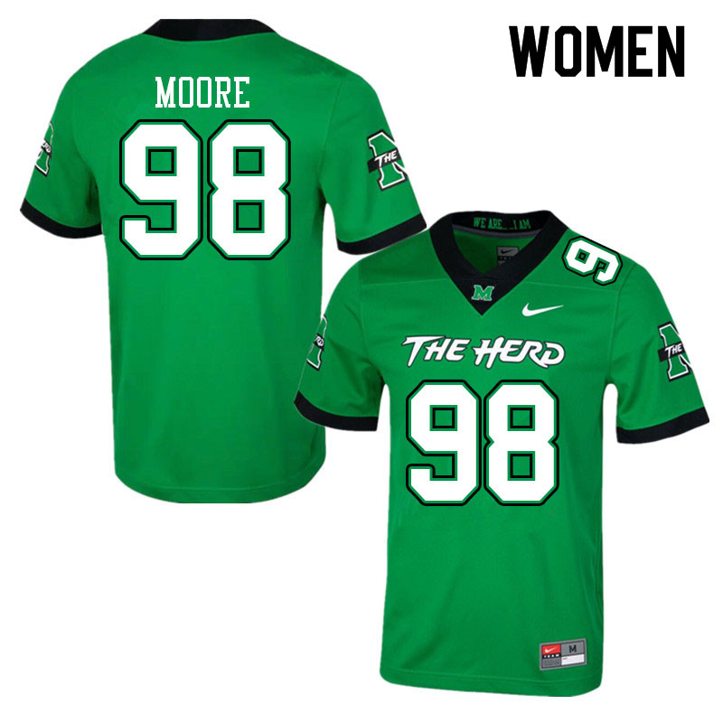 Women #98 Charles Moore Marshall Thundering Herd College Football Jerseys Sale-Green - Click Image to Close